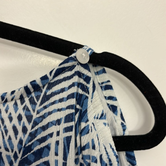 Lara Ethnics Dress Abstract Kavina Palm Slits Viscose Blue White Size S/M - Picture 7 of 11